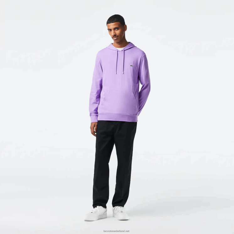 Lacoste sweatshirt van katoenen jersey met capuchon 0828H790 paarse gfu Heren