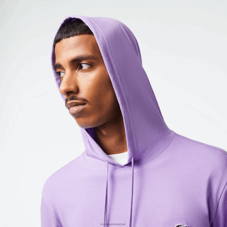 Lacoste sweatshirt van katoenen jersey met capuchon 0828H790 paarse gfu Heren