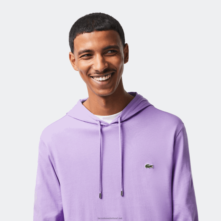 Lacoste sweatshirt van katoenen jersey met capuchon 0828H790 paarse gfu Heren