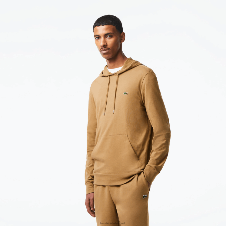 Lacoste sweatshirt van katoenen jersey met capuchon 0828H845 bruin z0w Heren