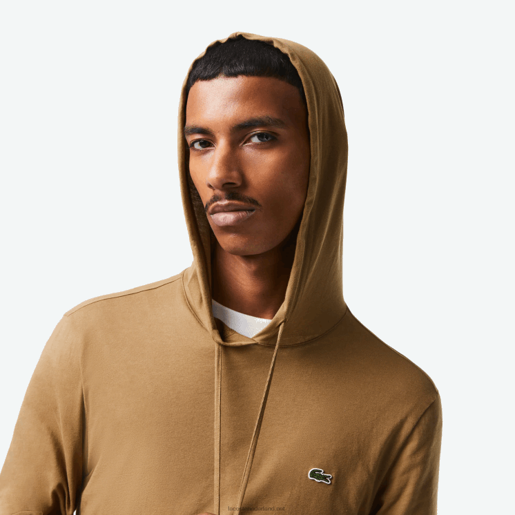 Lacoste sweatshirt van katoenen jersey met capuchon 0828H845 bruin z0w Heren