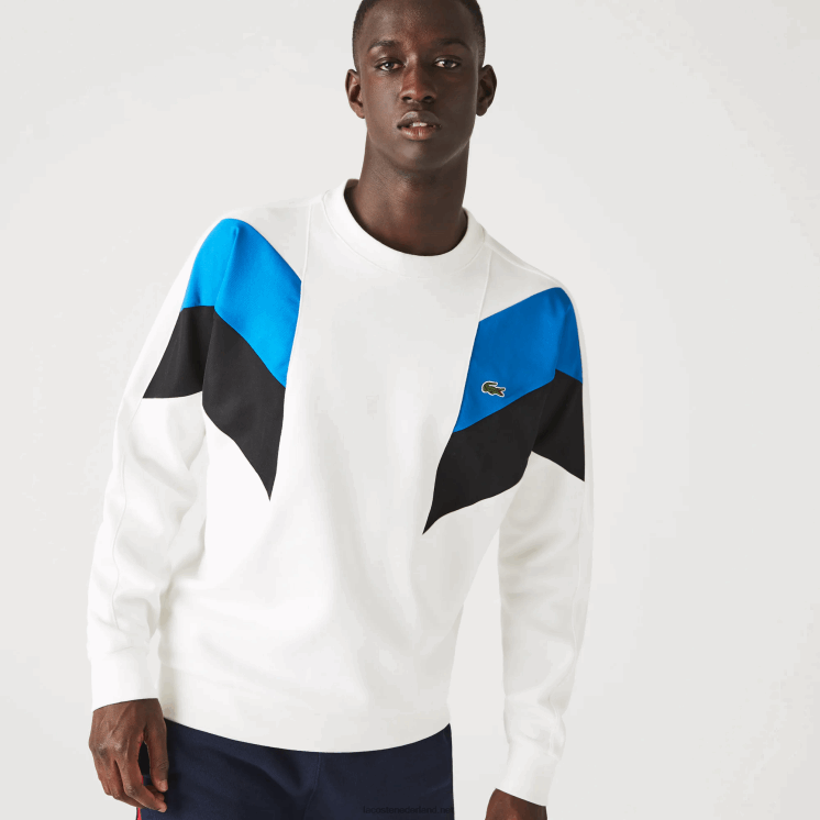 Lacoste sweatshirt van katoenfleece met ronde hals en colorblock-design 0828H1127 wit blauw zwart wza Heren