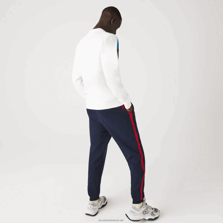 Lacoste sweatshirt van katoenfleece met ronde hals en colorblock-design 0828H1127 wit blauw zwart wza Heren