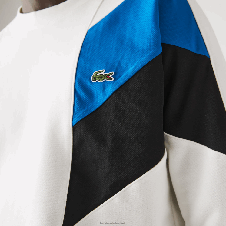 Lacoste sweatshirt van katoenfleece met ronde hals en colorblock-design 0828H1127 wit blauw zwart wza Heren