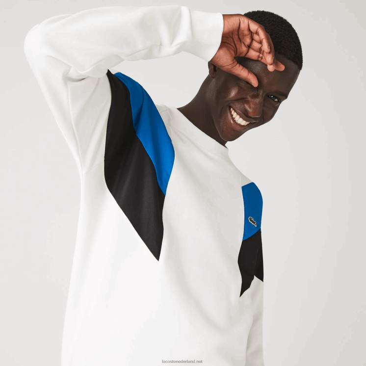 Lacoste sweatshirt van katoenfleece met ronde hals en colorblock-design 0828H1127 wit blauw zwart wza Heren