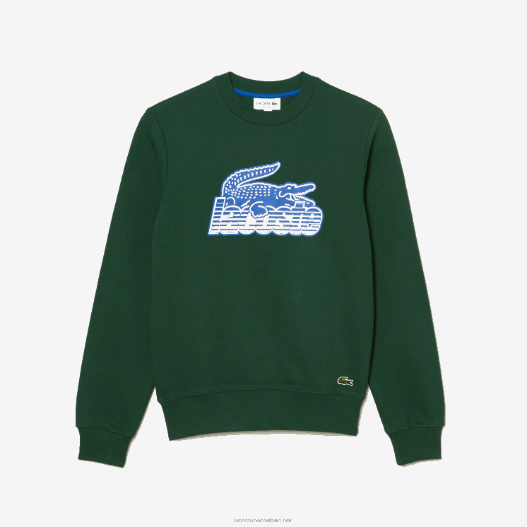Lacoste sweatshirt van ongeborstelde fleece met ronde hals 0828H299 groen 132 Heren