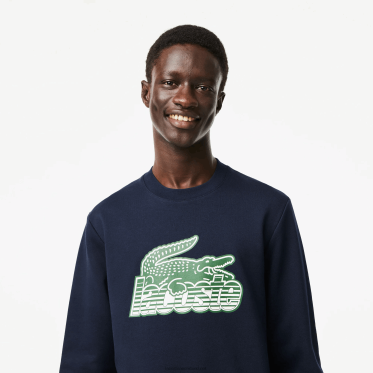 Lacoste sweatshirt van ongeborstelde fleece met ronde hals 0828H300 marineblauw 166 Heren