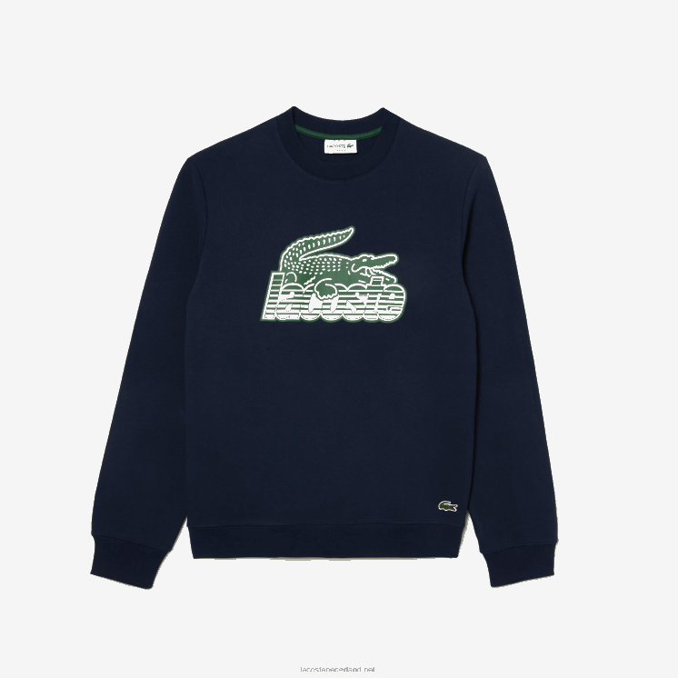Lacoste sweatshirt van ongeborstelde fleece met ronde hals 0828H300 marineblauw 166 Heren