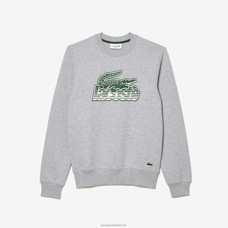 Lacoste sweatshirt van ongeborstelde fleece met ronde hals 0828H301 grijze chine ca Heren