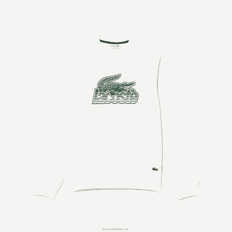 Lacoste sweatshirt van ongeborstelde fleece met ronde hals 0828H302 wit 70v Heren
