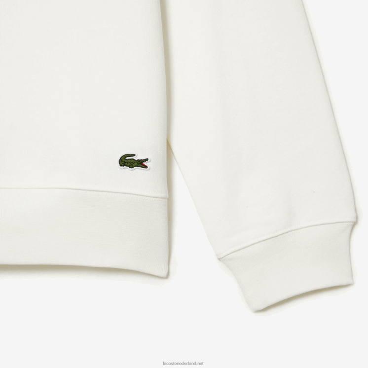 Lacoste sweatshirt van ongeborstelde fleece met ronde hals 0828H302 wit 70v Heren