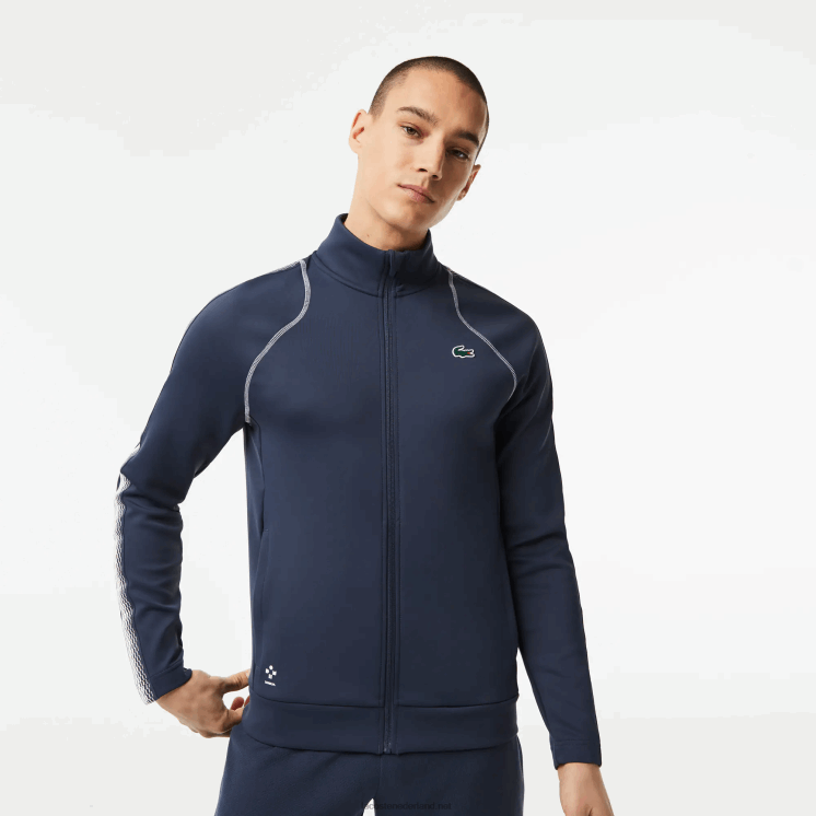 Lacoste tennis x daniil medvedev sweatshirt met ritssluiting 0828H312 blauw wit c9c Heren