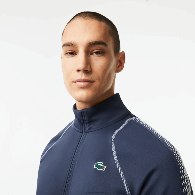 Lacoste tennis x daniil medvedev sweatshirt met ritssluiting 0828H312 blauw wit c9c Heren