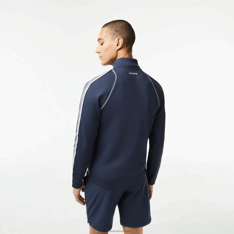 Lacoste tennis x daniil medvedev sweatshirt met ritssluiting 0828H312 blauw wit c9c Heren