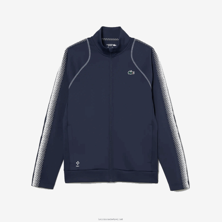 Lacoste tennis x daniil medvedev sweatshirt met ritssluiting 0828H312 blauw wit c9c Heren