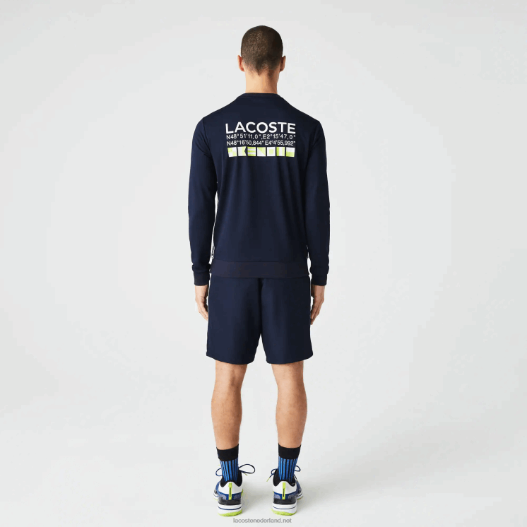 Lacoste tennissweatshirt met sportprint 0828H1055 marineblauw 166 Heren