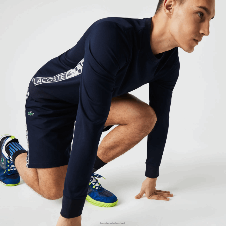 Lacoste tennissweatshirt met sportprint 0828H1055 marineblauw 166 Heren