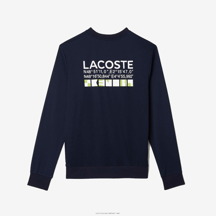 Lacoste tennissweatshirt met sportprint 0828H1055 marineblauw 166 Heren