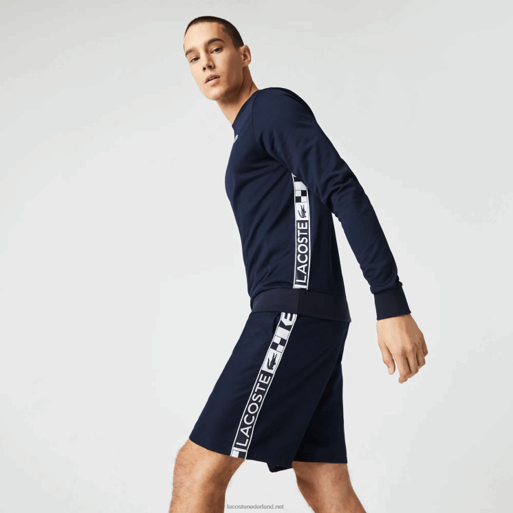 Lacoste tennissweatshirt met sportprint 0828H1055 marineblauw 166 Heren