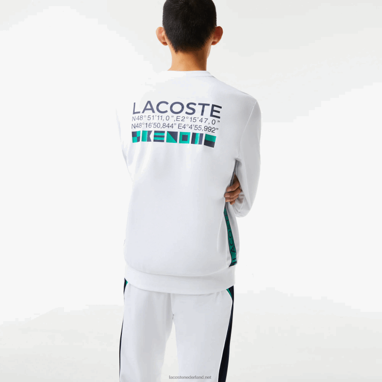 Lacoste tennissweatshirt met sportprint 0828H1056 wit 001 Heren