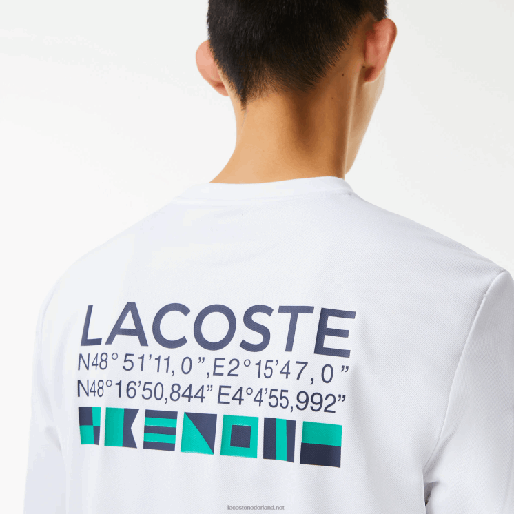 Lacoste tennissweatshirt met sportprint 0828H1056 wit 001 Heren