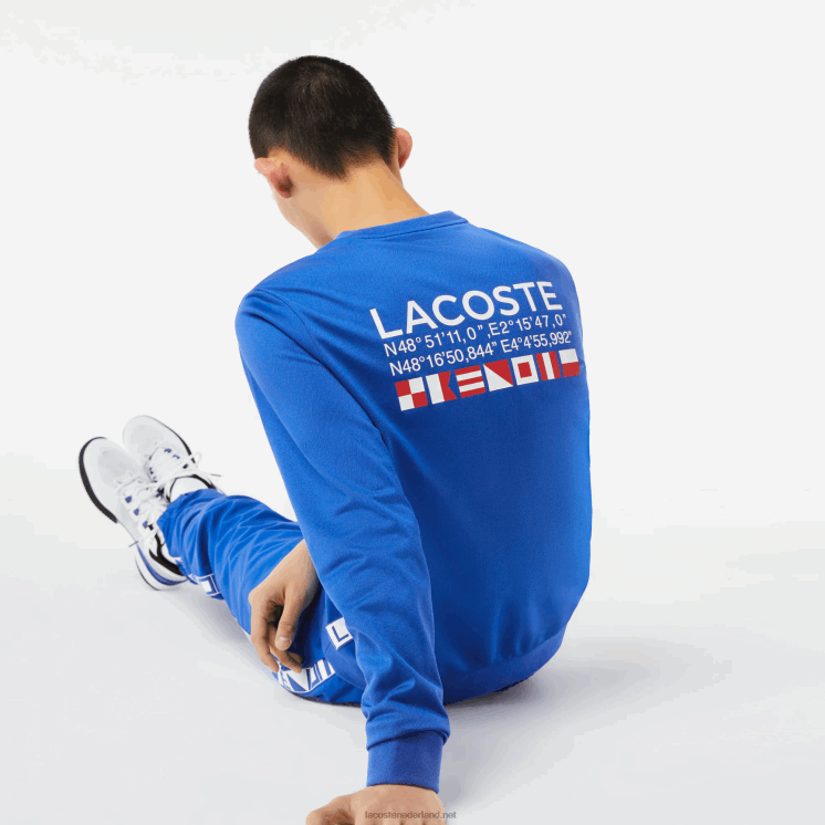 Lacoste tennissweatshirt met sportprint 0828H1057 blauw k1q Heren