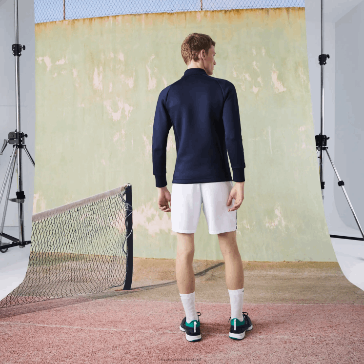 Lacoste tennissweatshirt met sportprint en ritssluiting 0828H1051 marineblauw 166 Heren