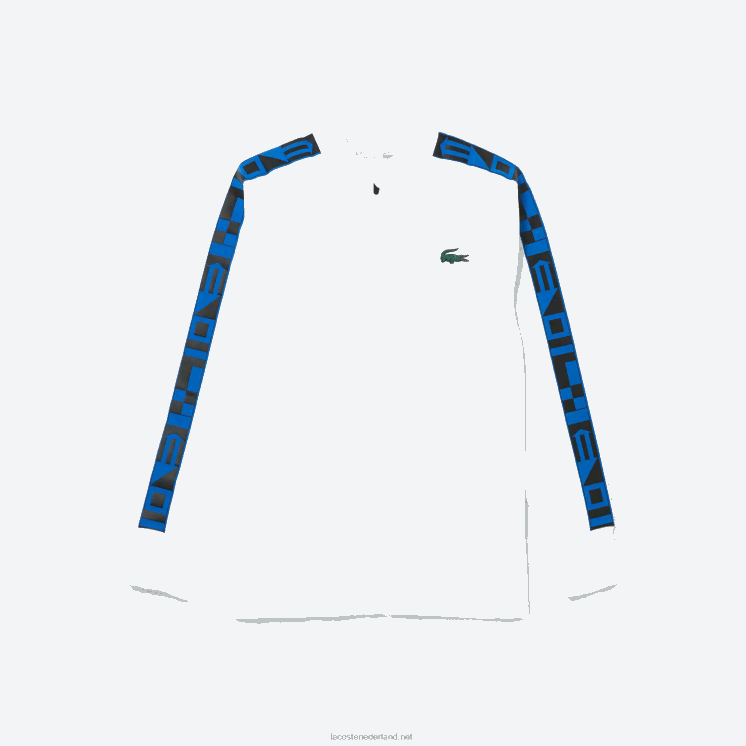 Lacoste tennissweatshirt met sportprint en ritssluiting 0828H1052 wit 001 Heren