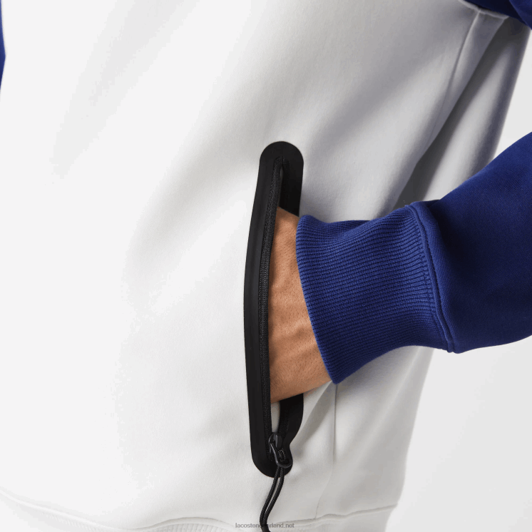 Lacoste tweekleurig sweatshirt met capuchon en contrasterend ritsvak 0828H1190 wit blauw em Heren