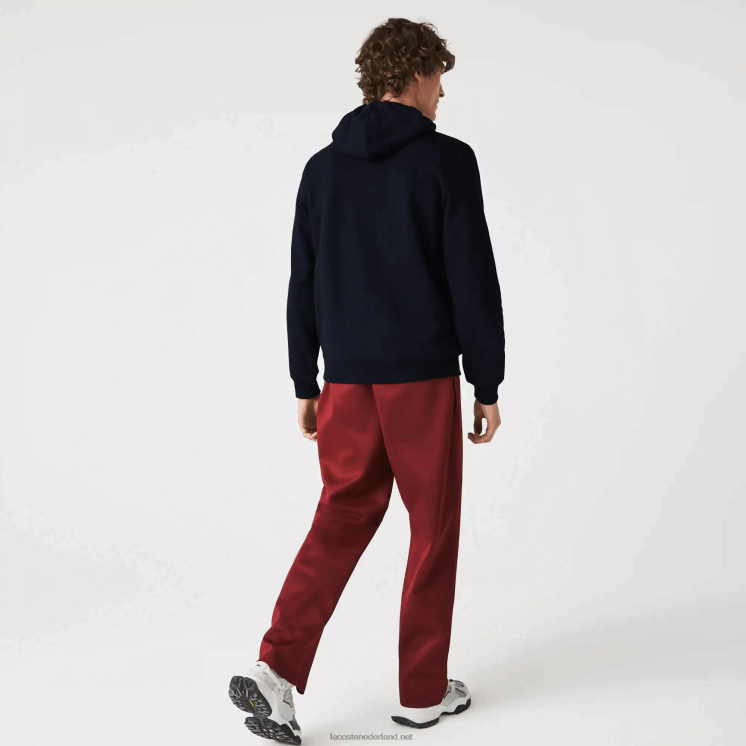 Lacoste wimpels l badge hooded katoenen fleece sweatshirt 0828H1100 marineblauw 166 Heren