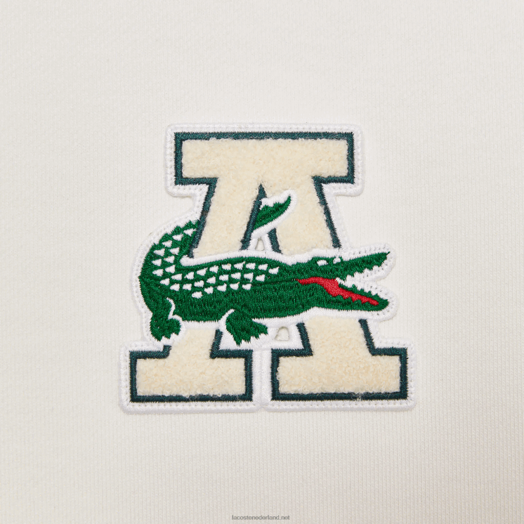 lacoste x wake ny badge katoenen sweatshirt met kleurvlakken 0828H1183 wit bordeaux nfb Heren