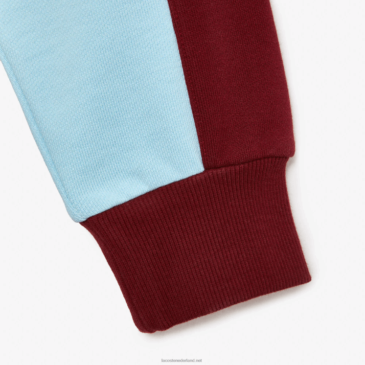 lacoste x wake ny badge katoenen sweatshirt met kleurvlakken 0828H1183 wit bordeaux nfb Heren