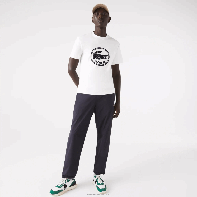 Lacoste 3D-geprint katoenen T-shirt met ronde hals en logo 0828H906 wit 70v Heren