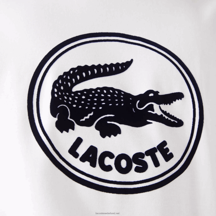 Lacoste 3D-geprint katoenen T-shirt met ronde hals en logo 0828H906 wit 70v Heren