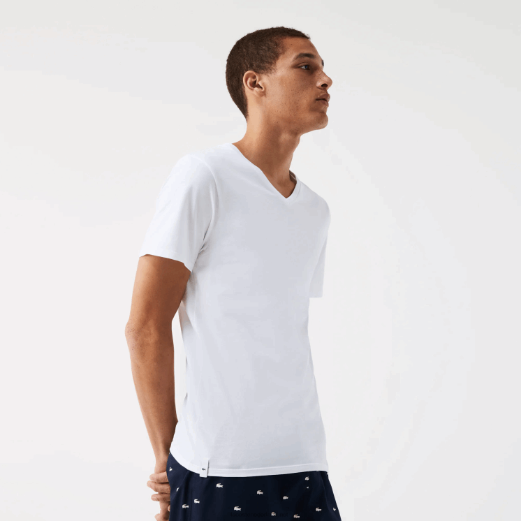 Lacoste 3-pack effen T-shirts 0828H1345 wit 001 Heren