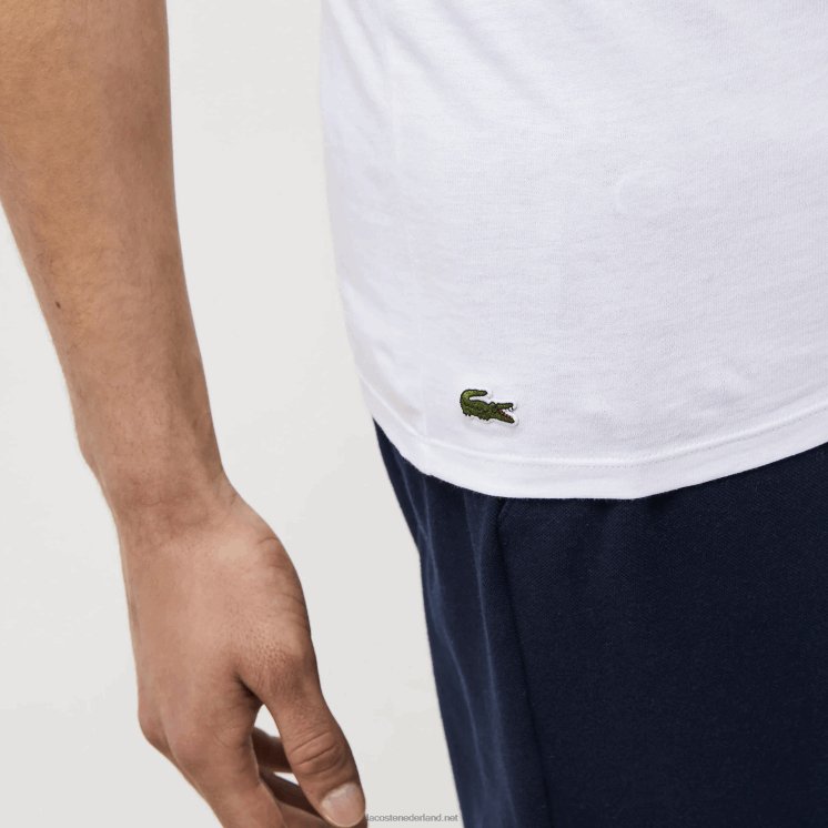 Lacoste 3-pack effen T-shirts 0828H1345 wit 001 Heren