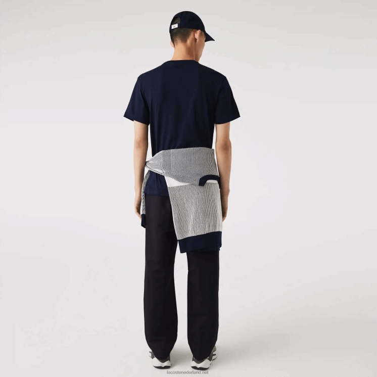 Lacoste Heritage katoenen T-shirt met ronde hals en krokodillenembleem 0828H911 marineblauw 166 Heren