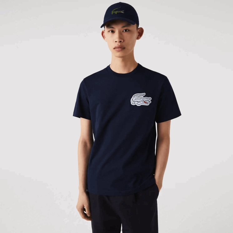 Lacoste Heritage katoenen T-shirt met ronde hals en krokodillenembleem 0828H911 marineblauw 166 Heren