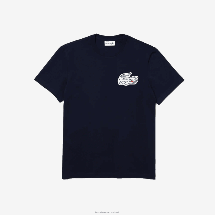 Lacoste Heritage katoenen T-shirt met ronde hals en krokodillenembleem 0828H911 marineblauw 166 Heren