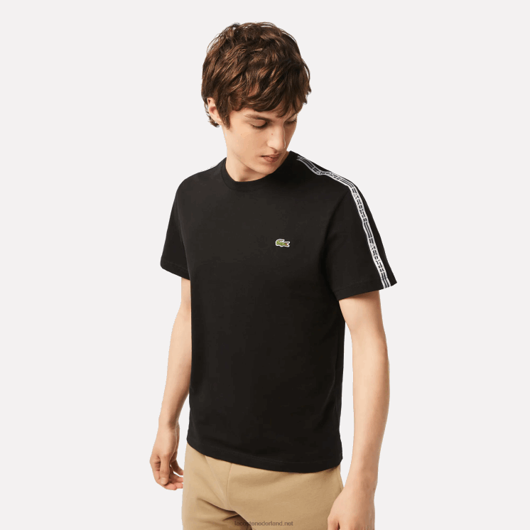 Lacoste Regular-fit T-shirt met logostrepen 0828H45 zwart 031 Heren