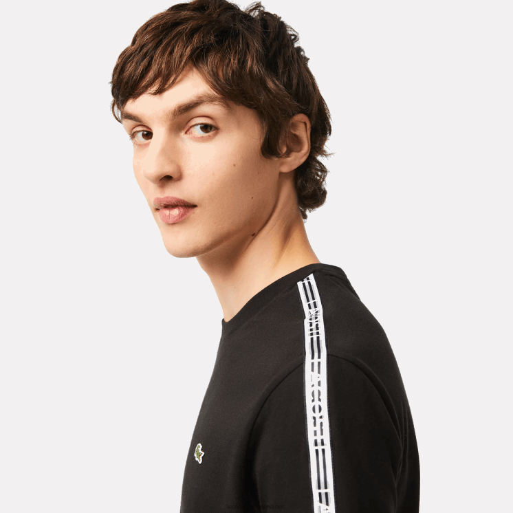 Lacoste Regular-fit T-shirt met logostrepen 0828H45 zwart 031 Heren