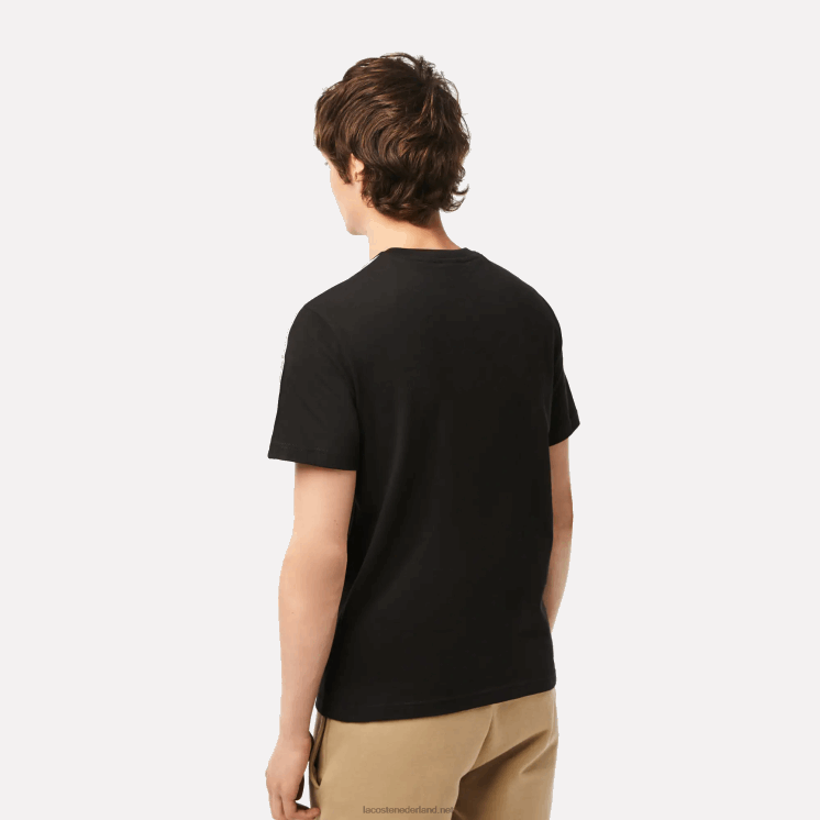 Lacoste Regular-fit T-shirt met logostrepen 0828H45 zwart 031 Heren