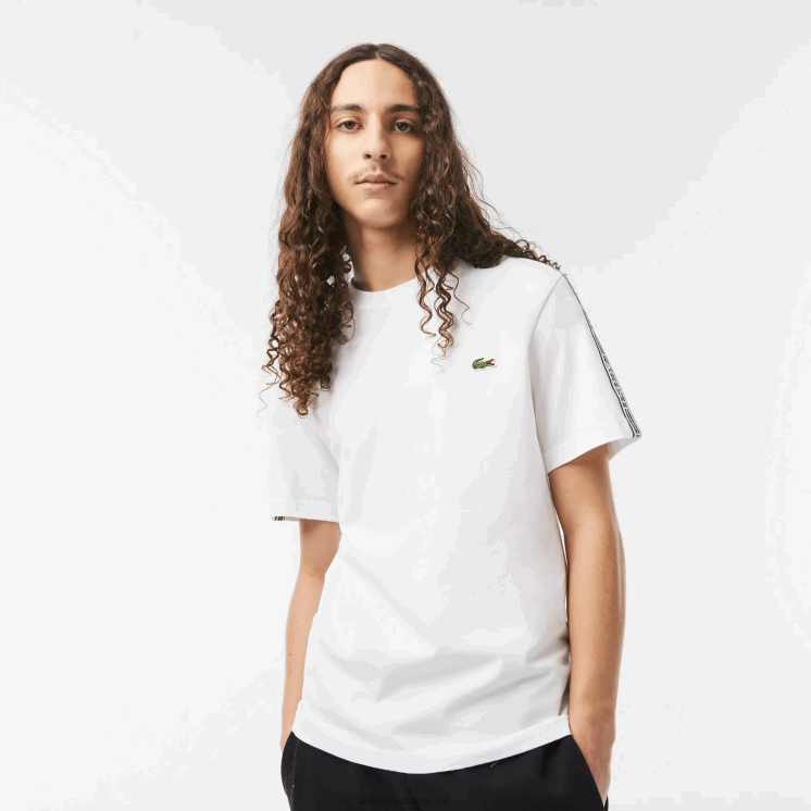 Lacoste Regular-fit T-shirt met logostrepen 0828H46 wit 001 Heren