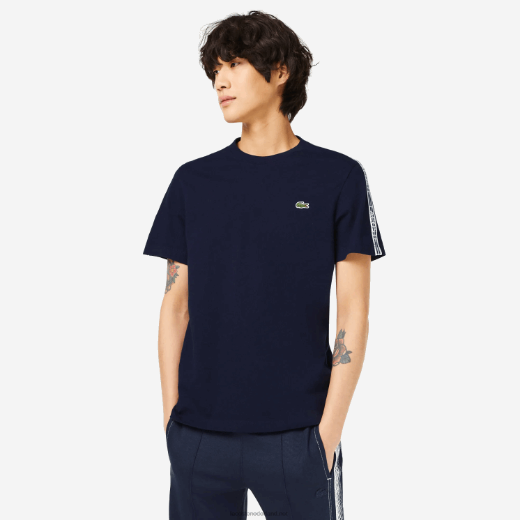 Lacoste Regular-fit T-shirt met logostrepen 0828H47 marineblauw 166 Heren