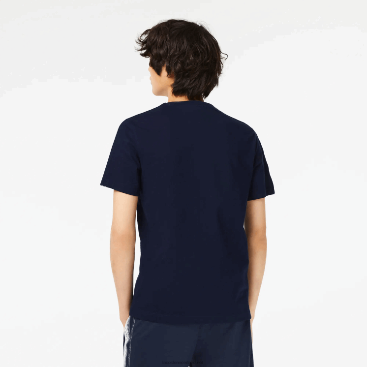 Lacoste Regular-fit T-shirt met logostrepen 0828H47 marineblauw 166 Heren