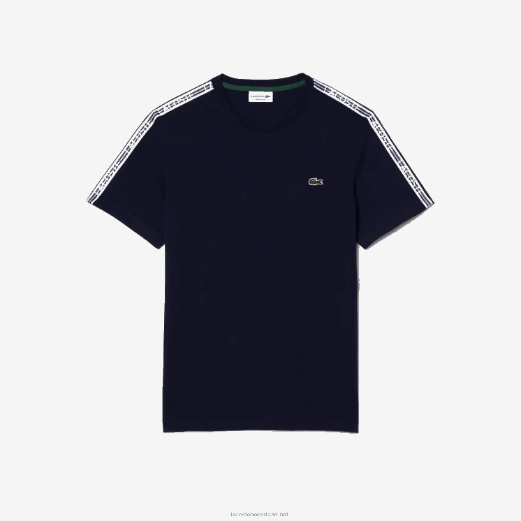 Lacoste Regular-fit T-shirt met logostrepen 0828H47 marineblauw 166 Heren