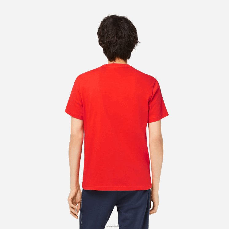Lacoste Regular-fit T-shirt met logostrepen 0828H48 rode s5h Heren
