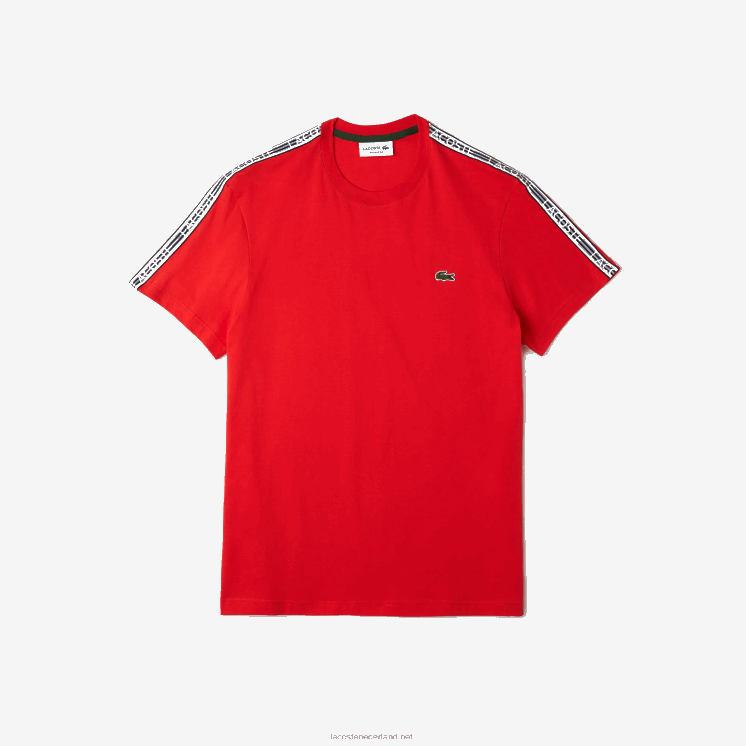 Lacoste Regular-fit T-shirt met logostrepen 0828H48 rode s5h Heren