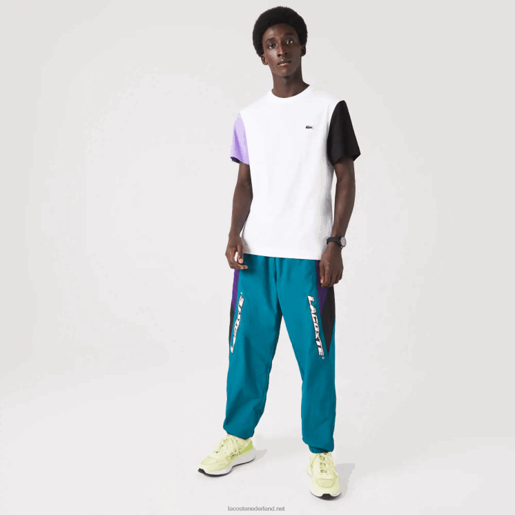 Lacoste Regular-fit T-shirt van katoenen jersey met kleurvlakken 0828H813 wit paars zwart uwx Heren