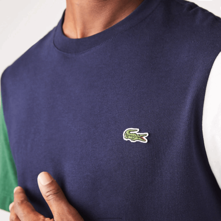 Lacoste Regular-fit T-shirt van katoenen jersey met kleurvlakken 0828H814 marineblauw groen wit yun Heren